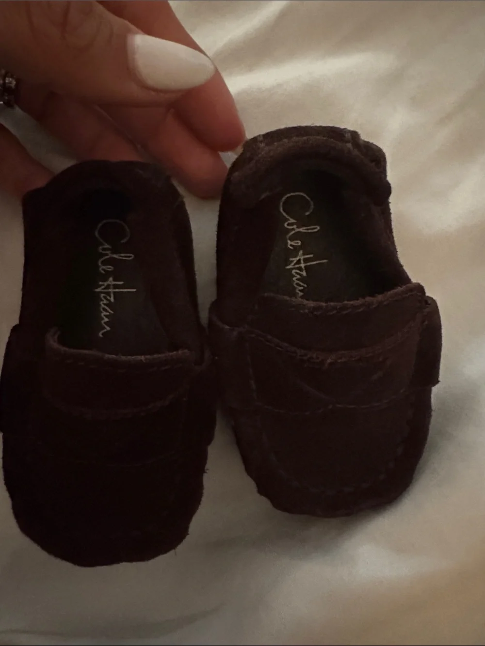 Cole Haan baby shoes size 1 / newborn Dark Brown Suede Moccasins- nwt